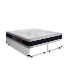 Cama Box Queen + Colchão De Espuma D45 Castor Black White Double Face 158x198x62cm