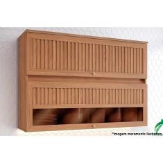 Armário Aéreo P/ Cozinha Requinte C/ 2 Portas Basculante Ripada C/ Vidro 120cm Nature - Henn