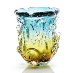 Vaso Em Cristal Murano Esmeralda E Âmbar - São Marcos