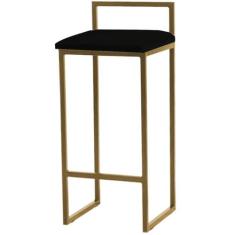 Banqueta Pietra Base Dourada - 82cm X 37cm - Trendy