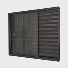 Janela de Alumínio Veneziana 100x150cm 3 Folhas Com Grade e Com Vidro Liso Ultra Ramassol