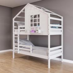 Beliche Casinha Com Janela E Grade De Proteção Madeira Maciça Branco Housin