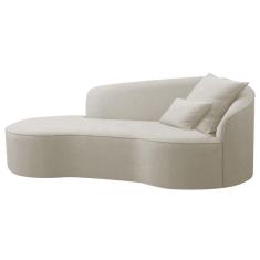 Divã Recamier Curvo Sala De Estar Recepção Inglaterra 200cm Lado Esquerdo Linho Adj Decor Bege