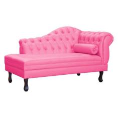 Recamier Decorativo Divã Larissa Lado Esquerdo Couro Rosa Pink Pés Mad
