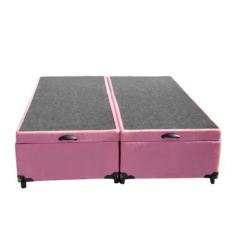 Cama Box Baú Casal Bipartido Blindado Suede Rosé