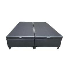 Cama Box Baú Casal Bipartido Blindado Sintético Preto