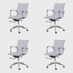 Kit 4 Cadeiras Para Escritorio Diretor Esteirinha Tela Mesh 3303