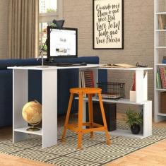 Escrivaninha Mesa Escritório 120cm Tampo Giratório Branca - Emovell, B