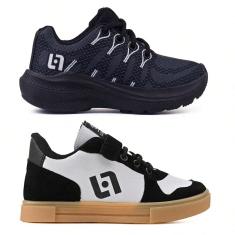 Kit Tênis Infantil De Led Casual Escolar Meninos Basico Street Jogger-Masculino