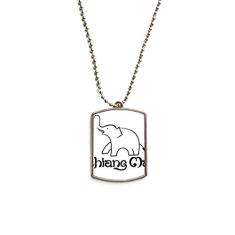 DIYthinker Colar com pingente de corrente de aço inoxidável com escudo de elefante da Tailândia