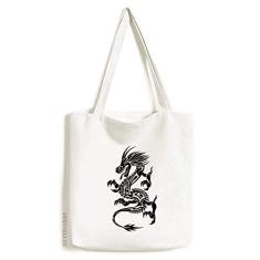 Sacola de lona com desenho de flor de dragão, bolsa de compras casual