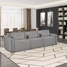 Sofá 3 Lugares 298cm Linho Lutz Yescasa Cinza