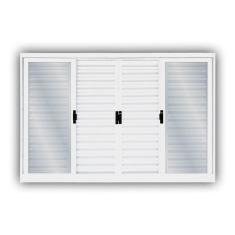 Janela de Aço Veneziana de Correr 120x200cm 6 Folhas Minas Sul Branco