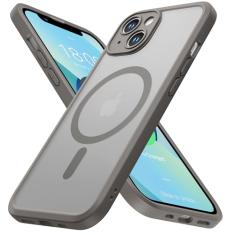 ImpactStrong Capa protetora magnética projetada para iPhone 13 [proteção da câmera] [teste de queda de grau militar] [compatível com MagSafe] Capa de telefone fosca translúcida fina (6,1 polegadas