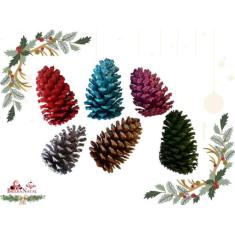 Kit Enfeite Natalino com 10 Pinhas Coloridas - Decoração de Natal. - B