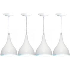 Kit 04 Lustres Pendente Gota em Alumínio - Cor Branca - Estillo E Luz