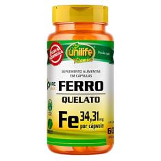 Ferro Quelato 500mg Unilife 60 Cápsulas