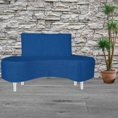 Sofá 2 Lugares Feijão Organico Pes Metal Cromados 140cm Marinho