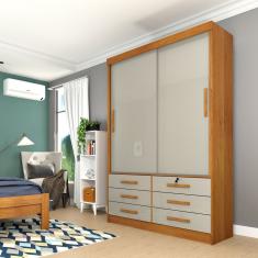 Guarda Roupa Solteiro 2 Portas 6 Gavetas Chicago Tcil Móveis Cinamomo/Off White