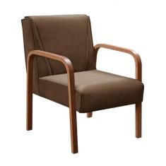 Poltrona Decorativa Anita Cadeira Braço Madeira Sala Recepção Escritór