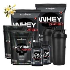 Combo 2x Whey Protein+ Creatina+ Bcaa Black Skull+ Coqueteleira-Unissex