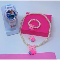 Kit Relógio Digital Crianças Pisca Led Luz Toca Musica Desenho Disney 