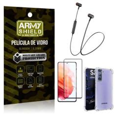 Fone Bluetooth Hs615 Samsung S21+Capa Anti Shock+Película 3D - Armyshi