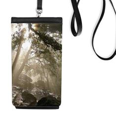 Green Forestry Science Nature Scenery bolsa para celular suspensa bolso preto