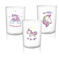 Kit 3 Copos Brancos Personalizados Tema de Unicornio Dia das Crianças