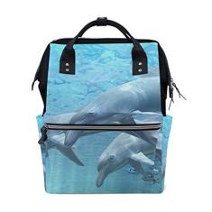 ColourLife Mochila para fraldas Dolphins Underwater casual Daypack multifuncional para fraldas