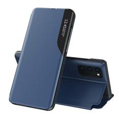 Celular Capa Samsung Galaxy A52/A52S Case Função de Sono Inteligente(Exibidas hora e data) Função de Suporte para flip e Absorção Magnética Case Ultrafina Couro Protetora Cover:Azul