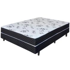Cama Box Conjugado de Casal Umaflex New Native Plus D28 com Revestimento em Poliéster 51x138x188cm - Preto/Branco Floral