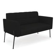 Sofá Namoradeira 2 Lugares Base Pé de Ferro Preto Elisa Linho D03 - D`Rossi