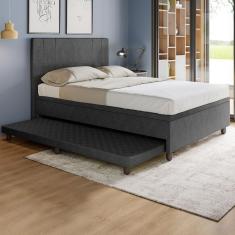 Base Box Casal com Cama Auxiliar c/colchão conjugado Veludo SkyBox