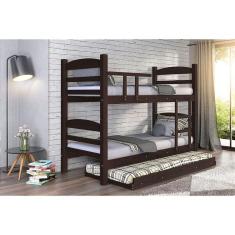 Treliche Beliche Reta com Cama Auxiliar Madeira Maciça cor Tabaco