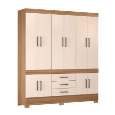 guarda-roupa casal new murano 10 pt 3 gv amêndola e off white