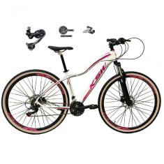 Bicicleta Feminina Aro 29 Ksw Mwza Deore E Altus 27v Hidráulico Garfo Trava Faixa Bege - Branco/pink/violeta Tam.17