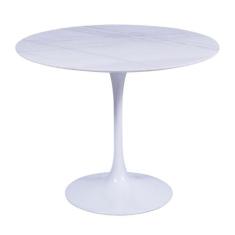 Mesa Saarinen Redonda Carrara 100cm - Base Branca - mgsaarinen