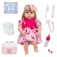 Boneca Reborn Abigail Olhos Castanhos Fofinha Vários Itens - Cegonha R