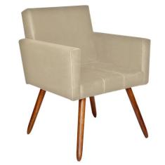 Poltrona Decorativa Pés Palito Vitoria Suede Bege - Kasa Sofá