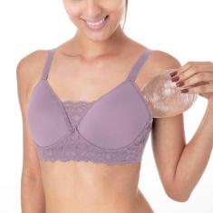 Sutiã Pós Cirúrgico Mastectomia Dilady 326110 Com Renda, Rosa retrô, 4