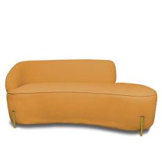 Sofá 4 Lugares Orgânico 220cm Pé Ferro Dou Morgan Bouclê L01 - D`rossi Cor Mostarda