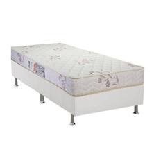 Cama Box Solteiro: Colchão Espuma D45 Luckspuma Gran Luck Floral Pró SaúdeBase Courano White(88x188)