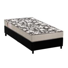 Cama Box Solteiro: Colchão Espuma Ortobom Physical Ultra Resistente + Base Crc Suede Black(88X188)