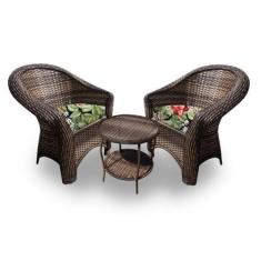 Conjunto de Poltronas Fibra Sintética Bali - 2 Poltronas + 1 Mesa Cent