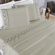Jogo Cama Lençol Santoro King Micropercal 300 Fios 4 Peças - Bege - Ca