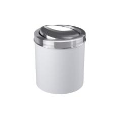 Lixeira com Tampa Basculante Inox 5,4 L, 19,5 x 20 x 22,4 cm, Branco, Coza
