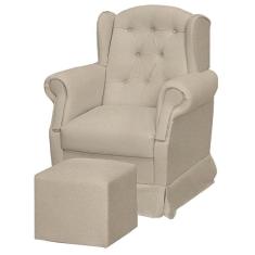 Poltrona De Amamentação Letícia Com Balanço E Puff Suede Bege - Phoenix Baby Suede Bege