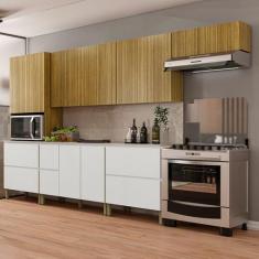 Cozinha Modulada Completa 8 peças 10 Portas 4 Gavetas Balcão com Tampo