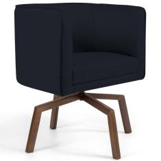 Poltrona Decorativa Giratória Base Ka Madeira Betina C-300 Veludo Preto - Domi